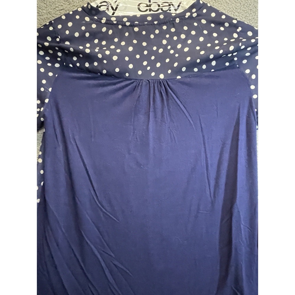 Bobeau Polka Dot Lightweight Short Sleeve Pullover Shirt Women Large - Picture 6 of 7
